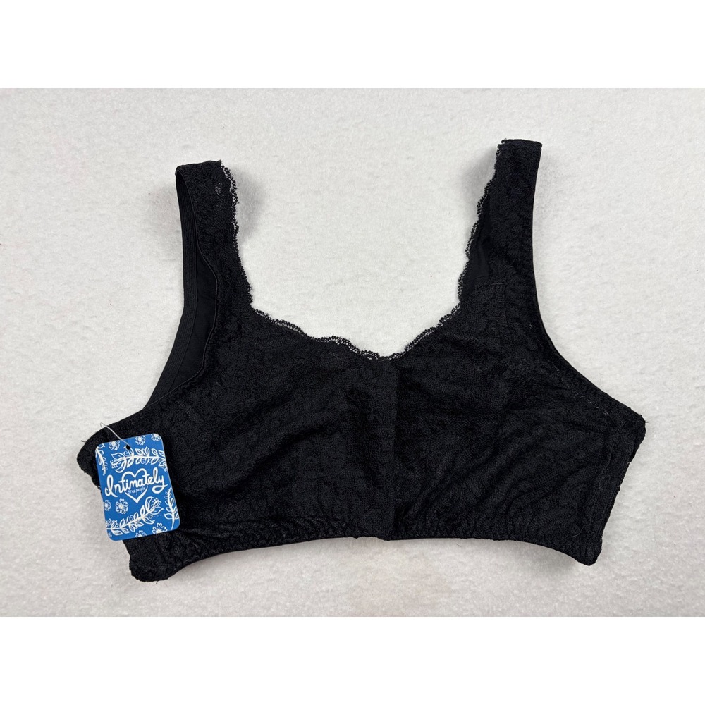 Intimately Free People Black Floral Lace Bralette Wide Strap Pull On Bra S/P NWT